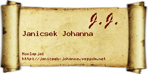 Janicsek Johanna névjegykártya